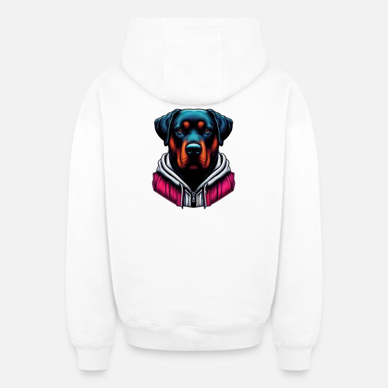 Chien - Sweat à capuche unisexe zippé oversize épais SPREAD - blanc