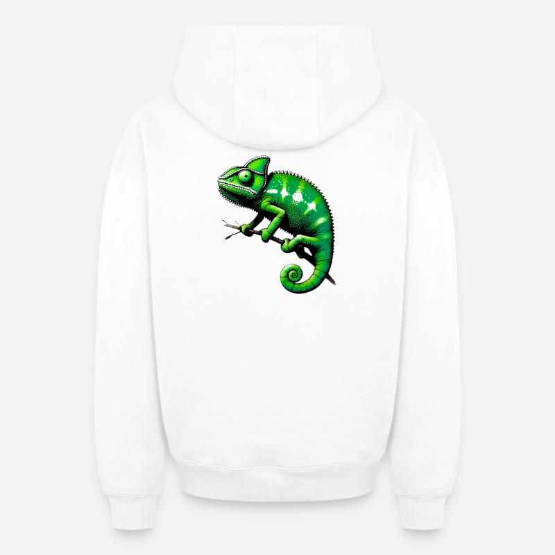 Caméléon - Sweat à capuche unisexe zippé oversize épais SPREAD - blanc