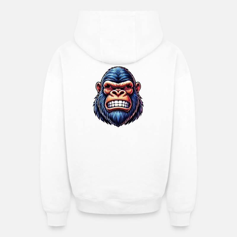 Gorille - Sweat à capuche unisexe zippé oversize épais SPREAD - blanc