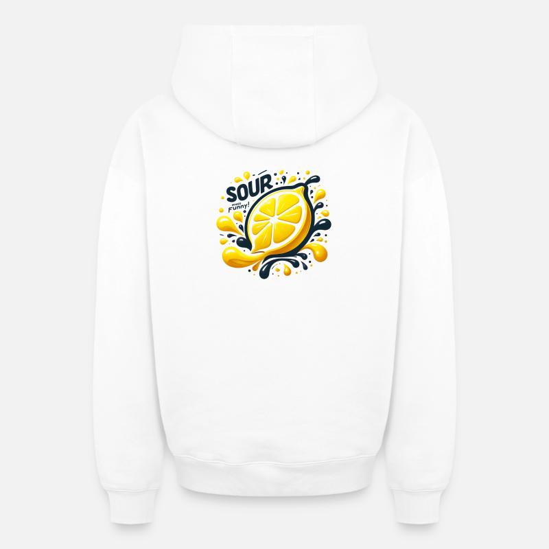 Lemon Splash - Sweat à capuche unisexe zippé oversize épais SPREAD - blanc