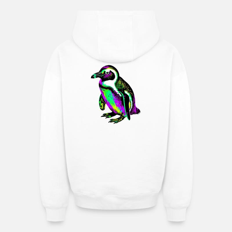 Pingouin - Sweat à capuche unisexe zippé oversize épais SPREAD - blanc