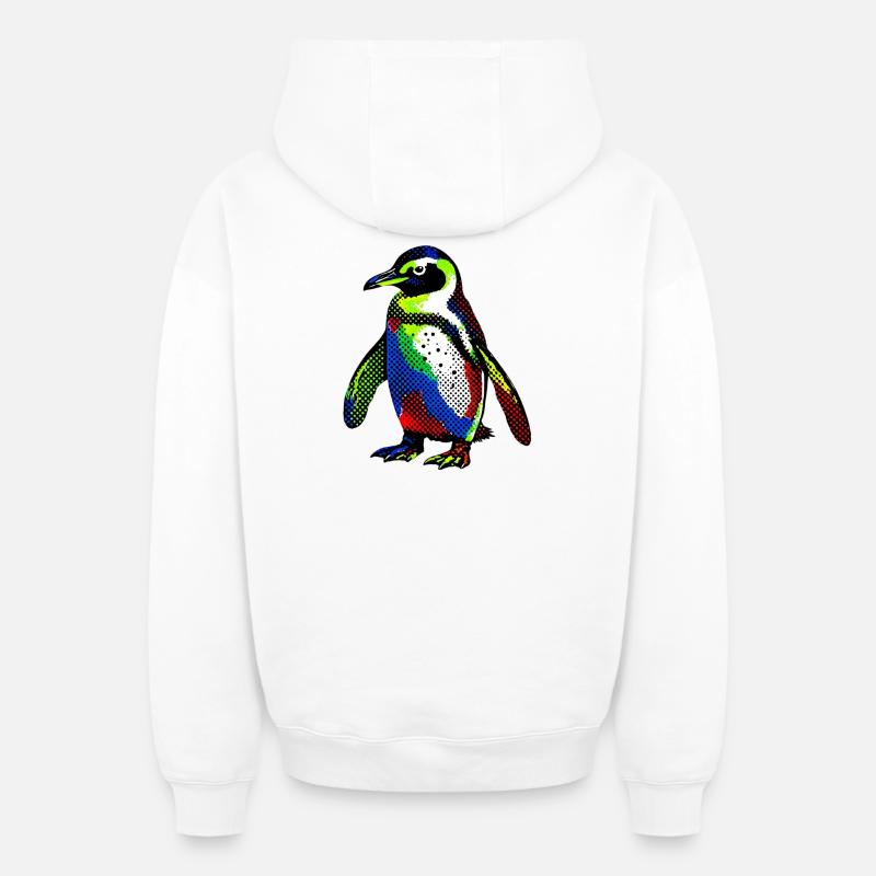 Pingouin - Sweat à capuche unisexe zippé oversize épais SPREAD - blanc