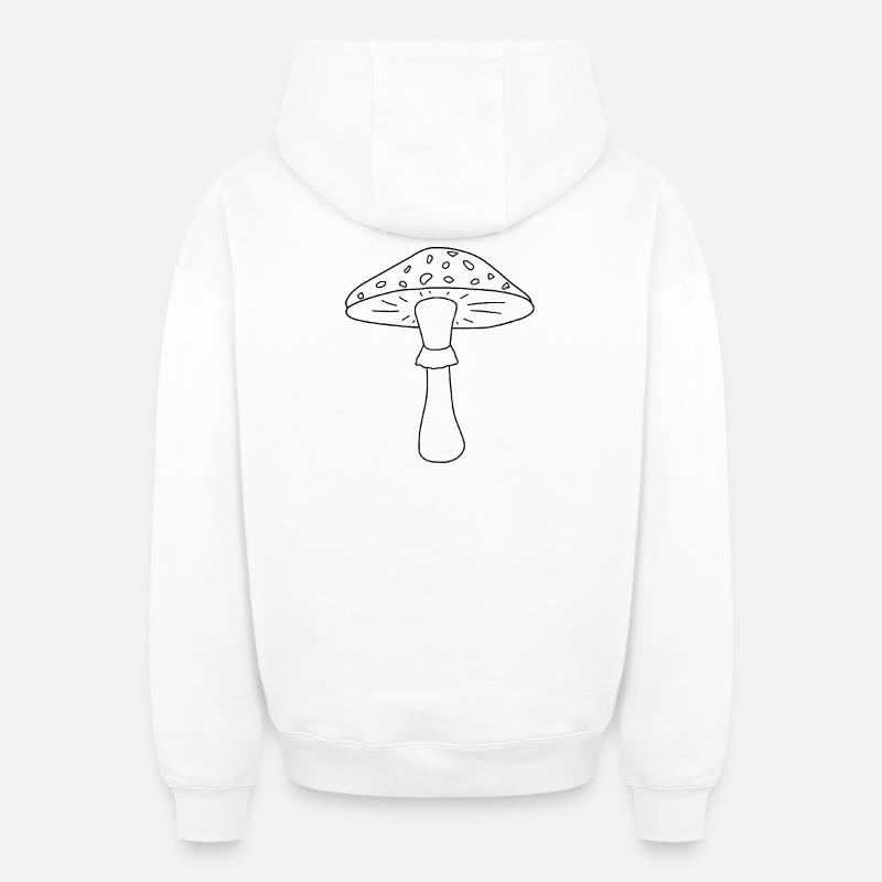 Champignon noir et blanc - Sweat à capuche unisexe zippé oversize épais SPREAD - blanc