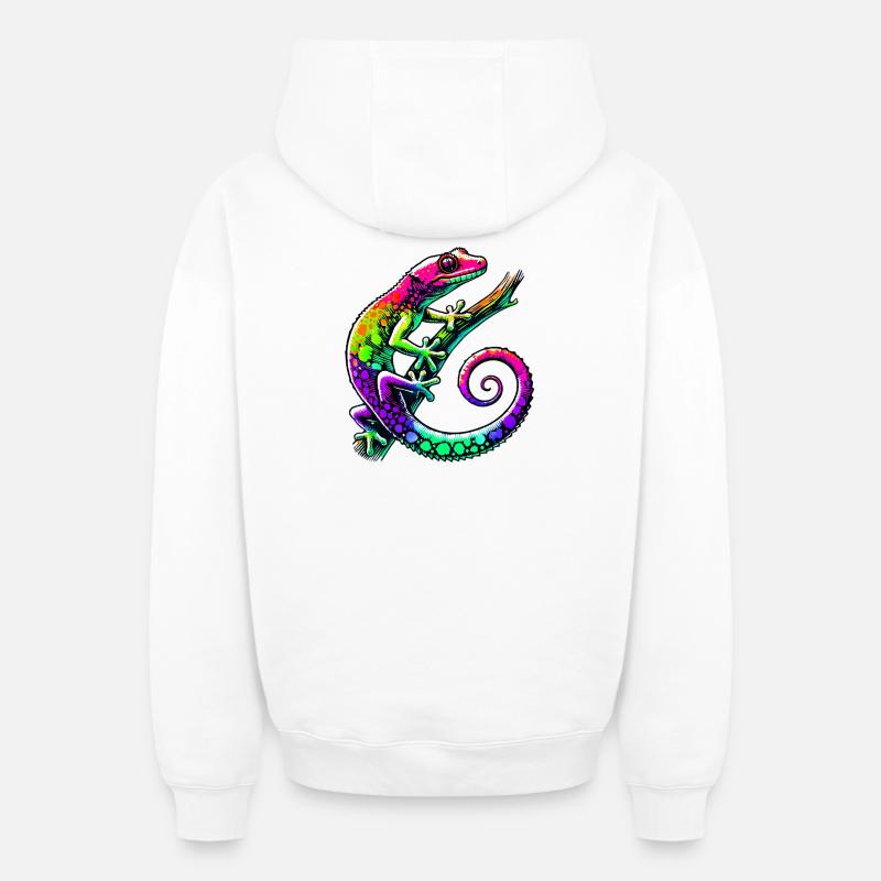 Gecko - Sweat à capuche unisexe zippé oversize épais SPREAD - blanc