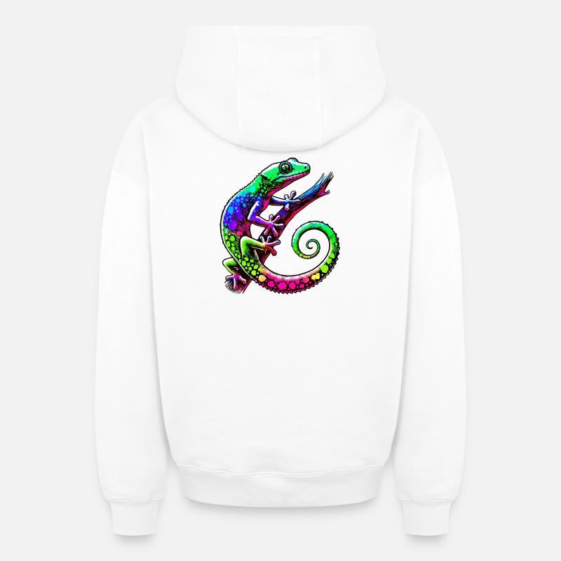 Gecko - Sweat à capuche unisexe zippé oversize épais SPREAD - blanc