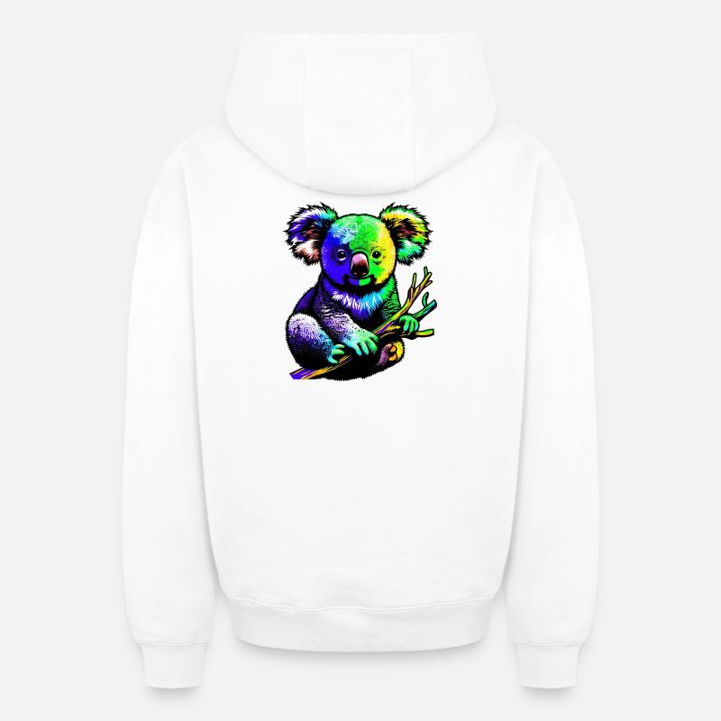 Koala - Sweat à capuche unisexe zippé oversize épais SPREAD - blanc