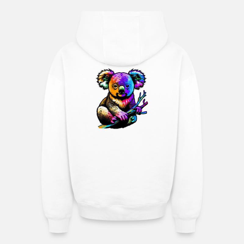 Koala - Sweat à capuche unisexe zippé oversize épais SPREAD - blanc