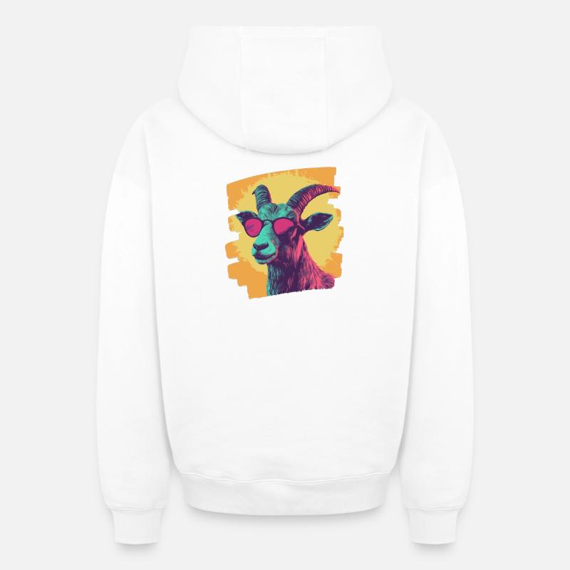 Chèvre - Sweat à capuche unisexe zippé oversize épais SPREAD - blanc