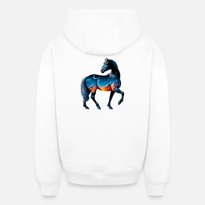 Cheval - Sweat à capuche unisexe zippé oversize épais SPREAD - blanc