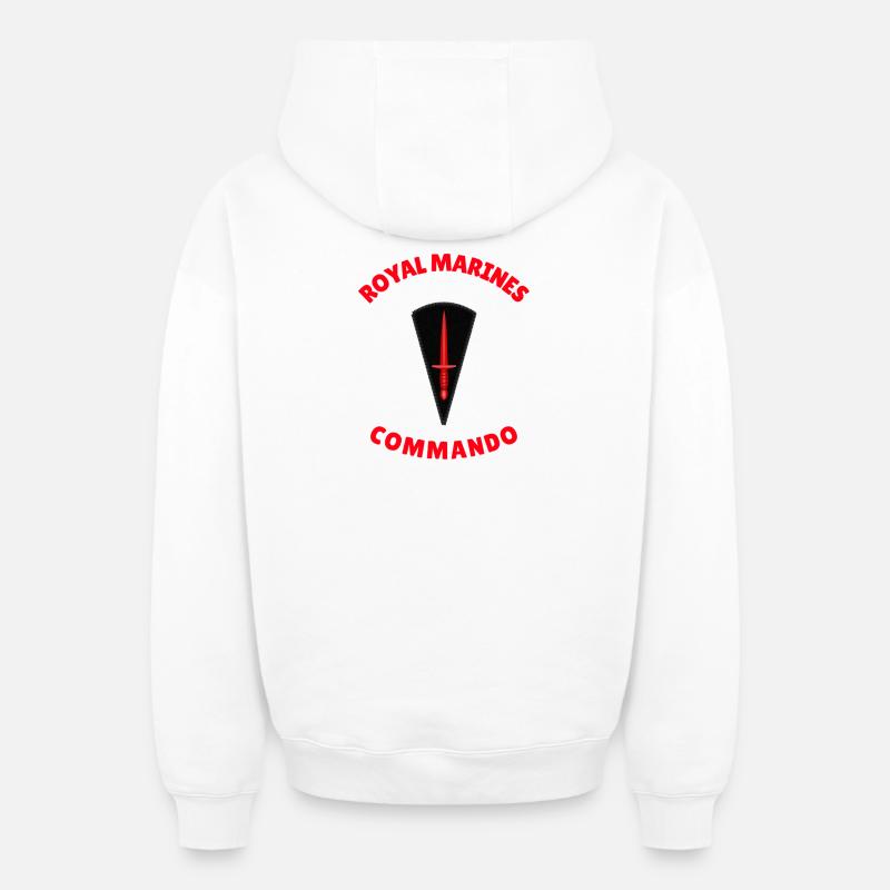 Royal Marines Commando - Sweat à capuche unisexe zippé oversize épais SPREAD - blanc