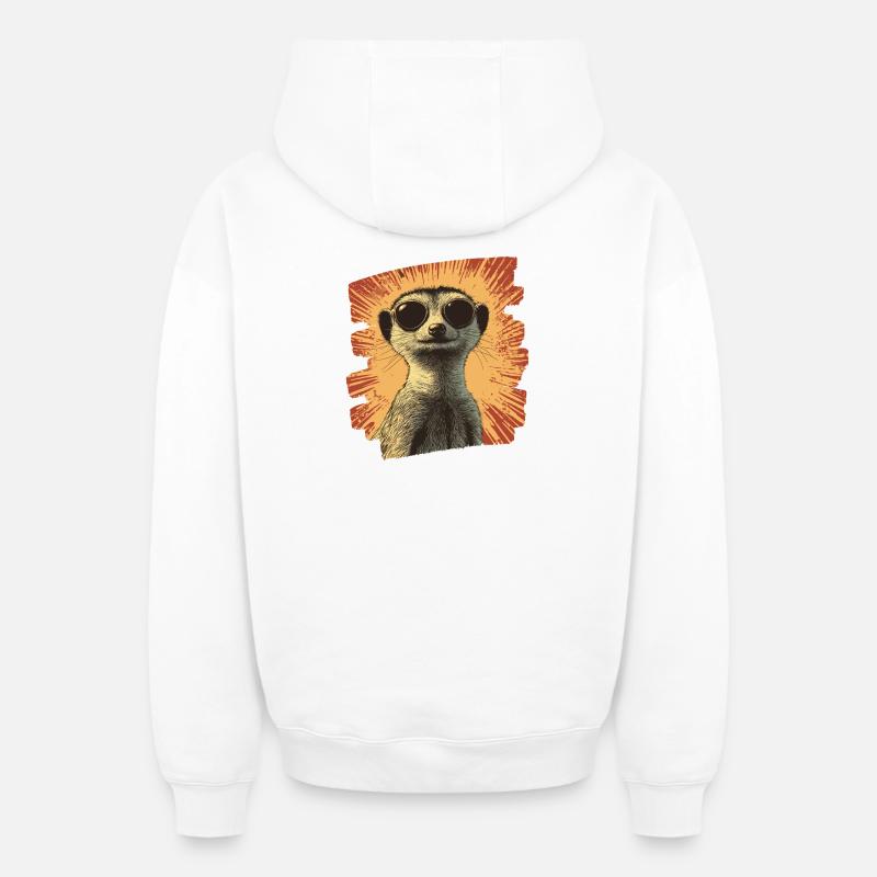 Suricate Rétro - Sweat à capuche unisexe zippé oversize épais SPREAD - blanc