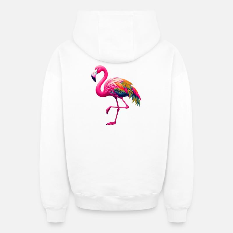 Flamant - Sweat à capuche unisexe zippé oversize épais SPREAD - blanc