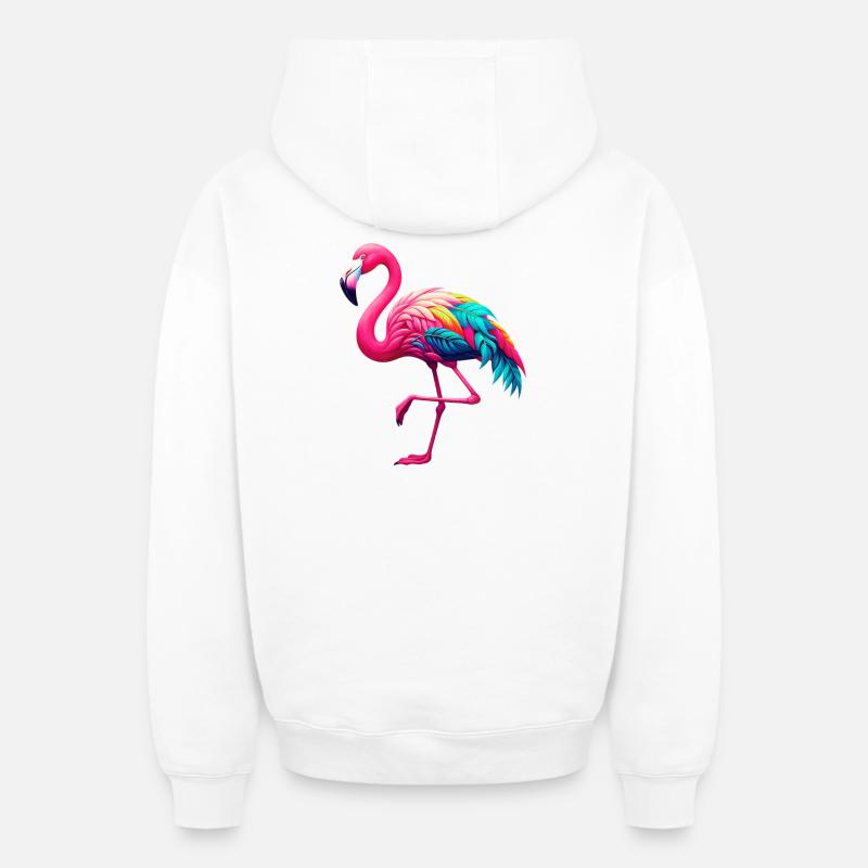 Flamant - Sweat à capuche unisexe zippé oversize épais SPREAD - blanc