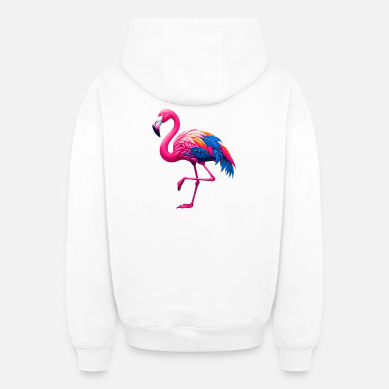 Flamant - Sweat à capuche unisexe zippé oversize épais SPREAD - blanc