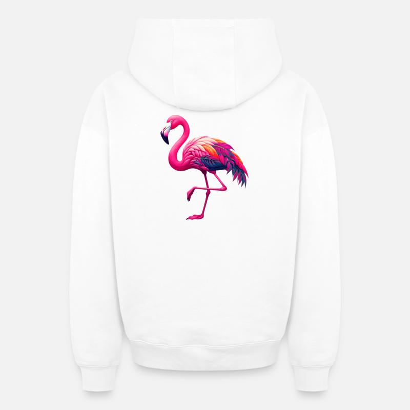 Flamant - Sweat à capuche unisexe zippé oversize épais SPREAD - blanc