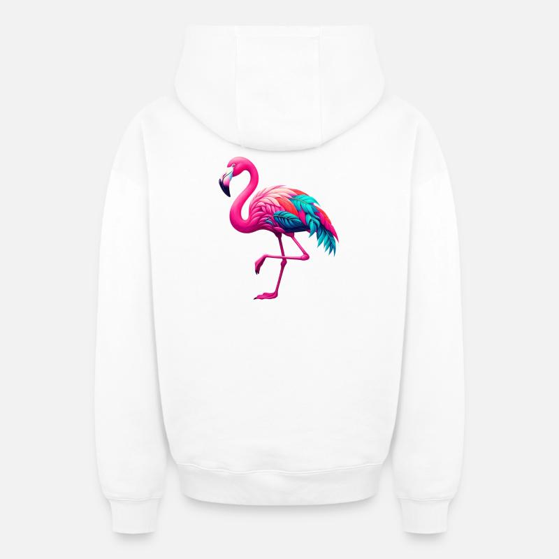 Flamant - Sweat à capuche unisexe zippé oversize épais SPREAD - blanc
