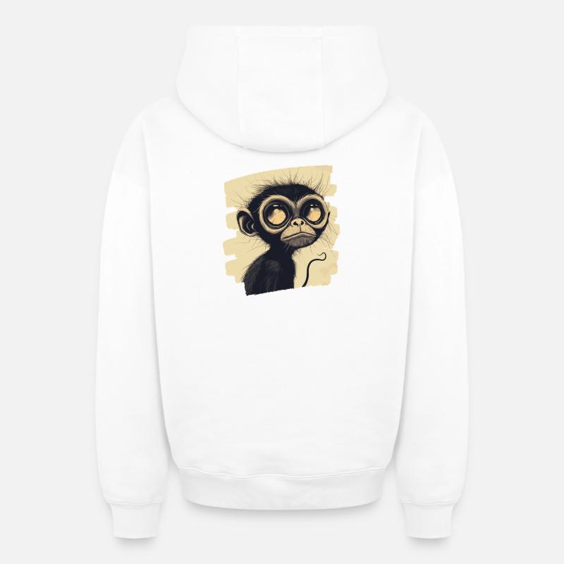 Singe - Sweat à capuche unisexe zippé oversize épais SPREAD - blanc