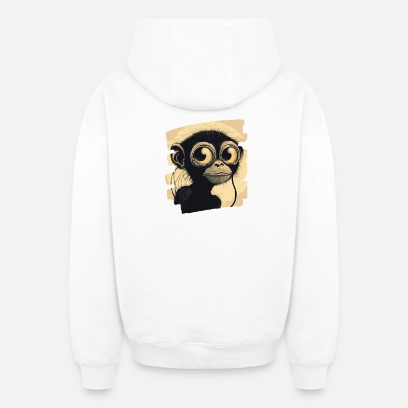 Singe - Sweat à capuche unisexe zippé oversize épais SPREAD - blanc