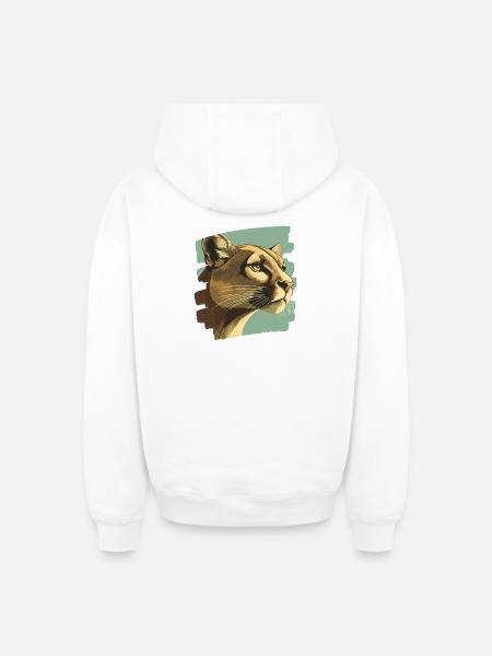 Lion from mountain Retro - Oversized Heavyweight Unisex Zip Hoodie - white