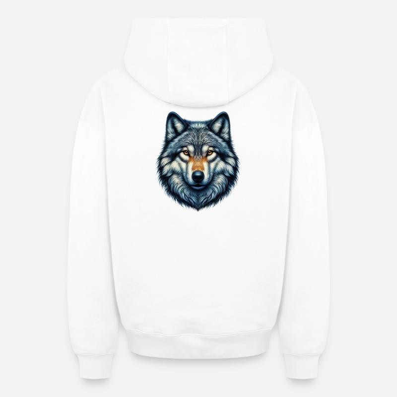 Loup - Sweat à capuche unisexe zippé oversize épais SPREAD - blanc