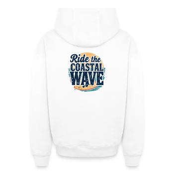 Surf Surf Vacances à la plage Côte Mer - Sweat à capuche unisexe zippé oversize épais SPREAD - blanc - Dos - AI Model Male 178 light (178cm)