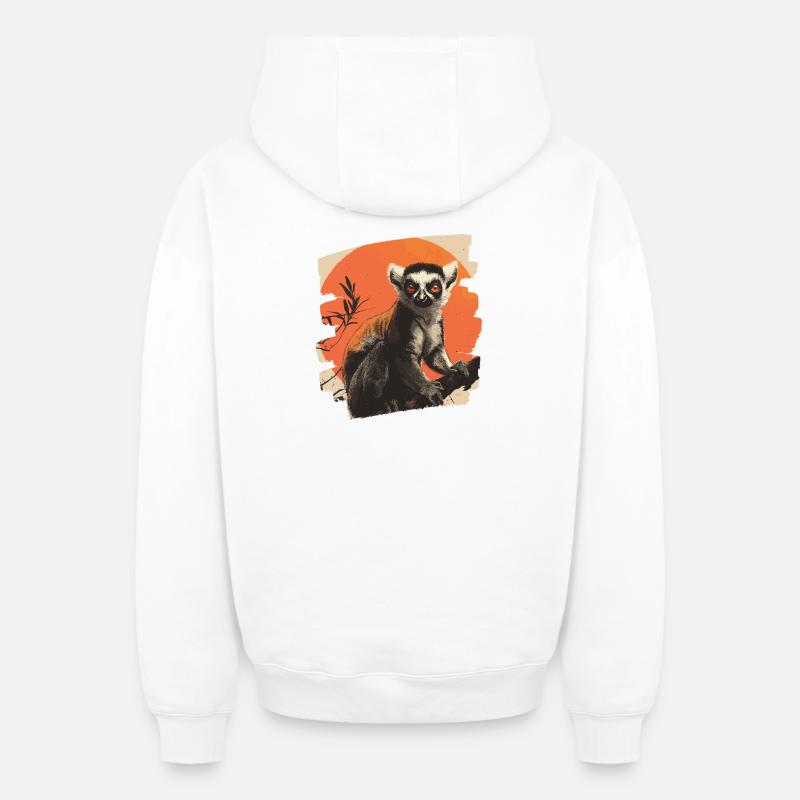 Lémurien - Sweat à capuche unisexe zippé oversize épais SPREAD - blanc