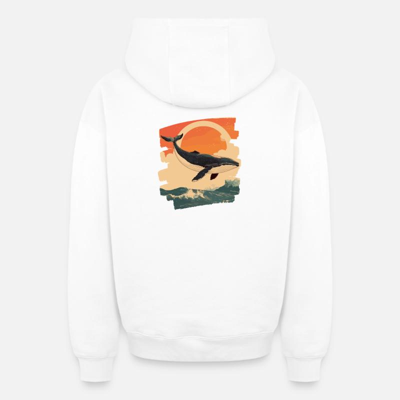 Baleine - Sweat à capuche unisexe zippé oversize épais SPREAD - blanc