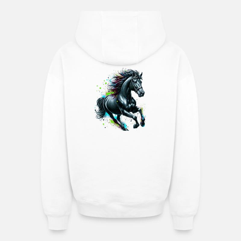 Cheval - Sweat à capuche unisexe zippé oversize épais SPREAD - blanc