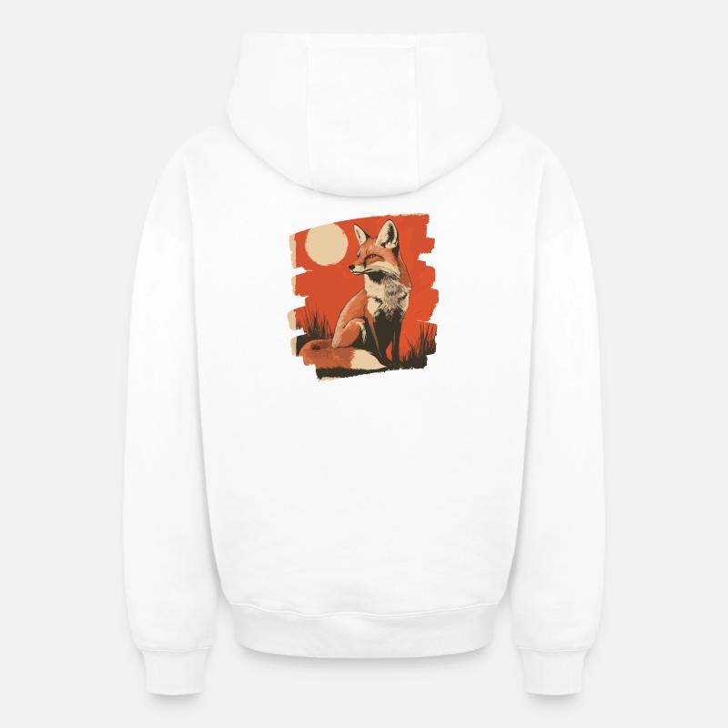 Fuchs - Oversized Heavyweight Unisex Zip Hoodie - Weiß