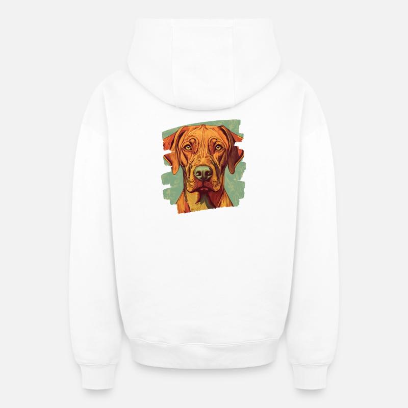 Rhodésian Ridgeback - Sweat à capuche unisexe zippé oversize épais SPREAD - blanc