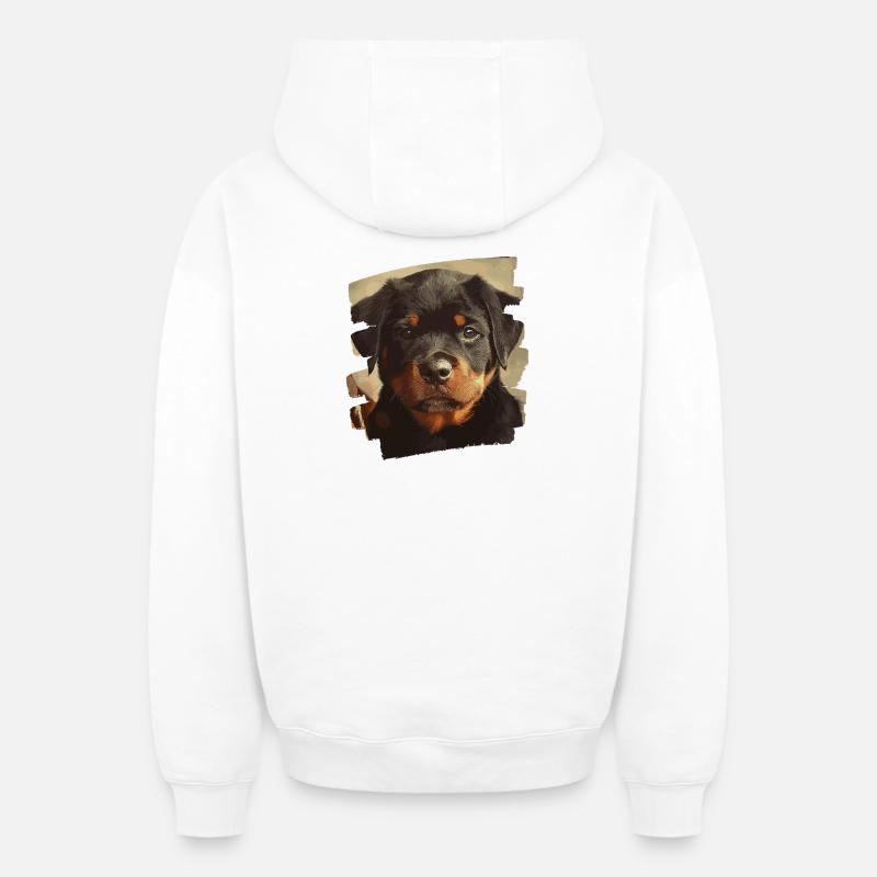 Rottweiler - Sweat à capuche unisexe zippé oversize épais SPREAD - blanc