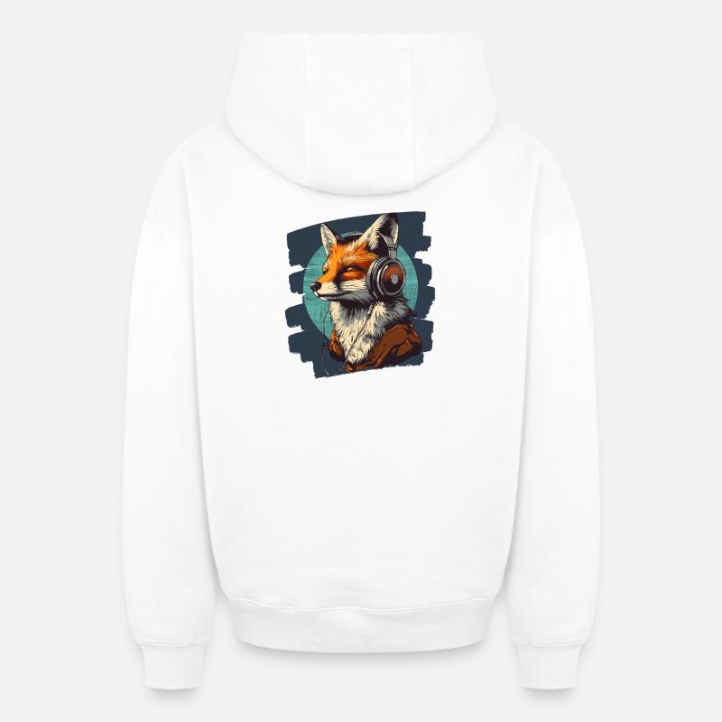 Renard - Sweat à capuche unisexe zippé oversize épais SPREAD - blanc