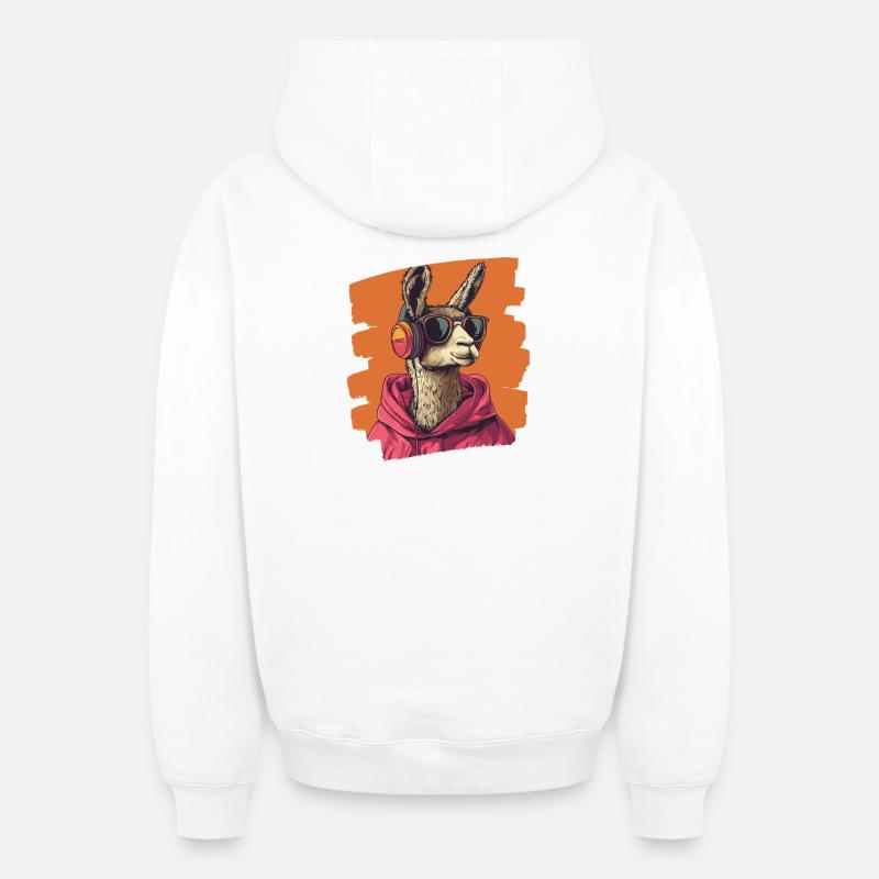 Lama - Sweat à capuche unisexe zippé oversize épais SPREAD - blanc