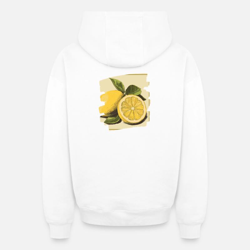 Citron - Sweat à capuche unisexe zippé oversize épais SPREAD - blanc