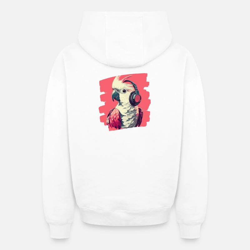 Cacatoès - Sweat à capuche unisexe zippé oversize épais SPREAD - blanc