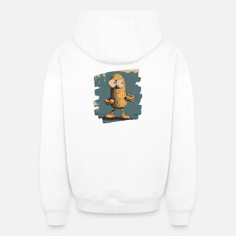 Arachide - Sweat à capuche unisexe zippé oversize épais SPREAD - blanc