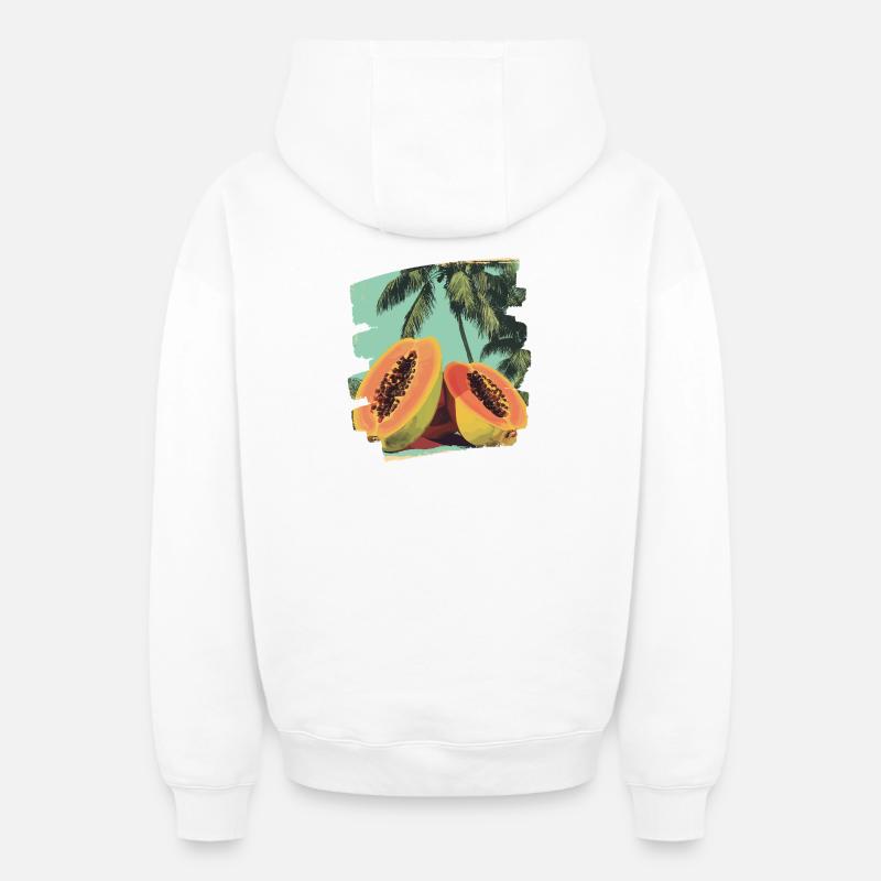Papaye - Sweat à capuche unisexe zippé oversize épais SPREAD - blanc