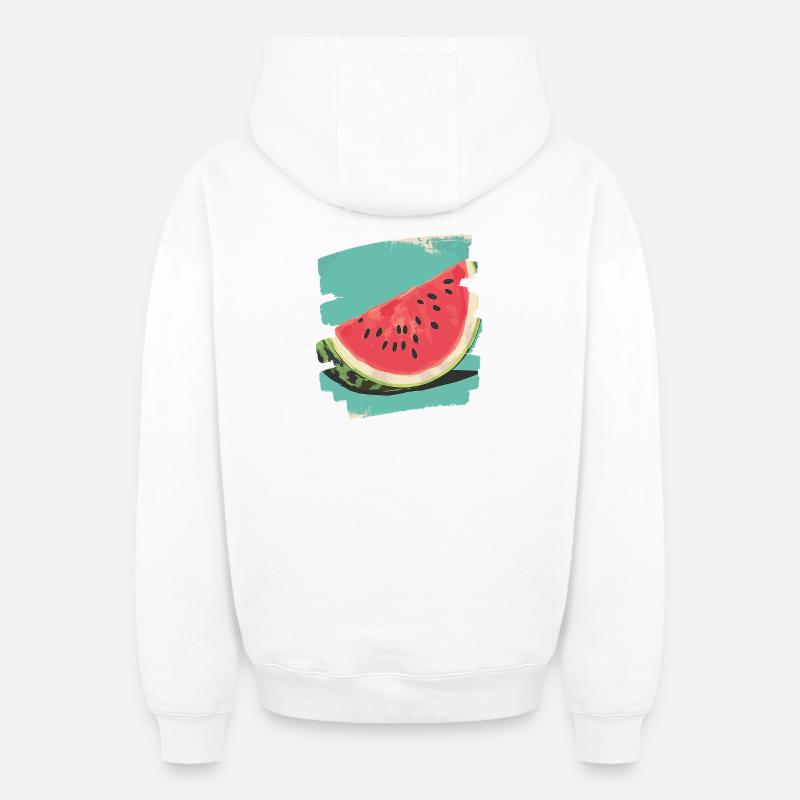 Pastèque - Sweat à capuche unisexe zippé oversize épais SPREAD - blanc