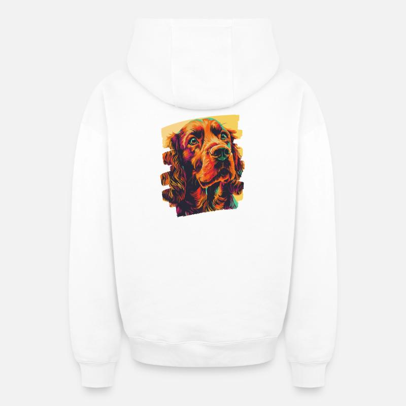Cocker Spaniel - Sweat à capuche unisexe zippé oversize épais SPREAD - blanc