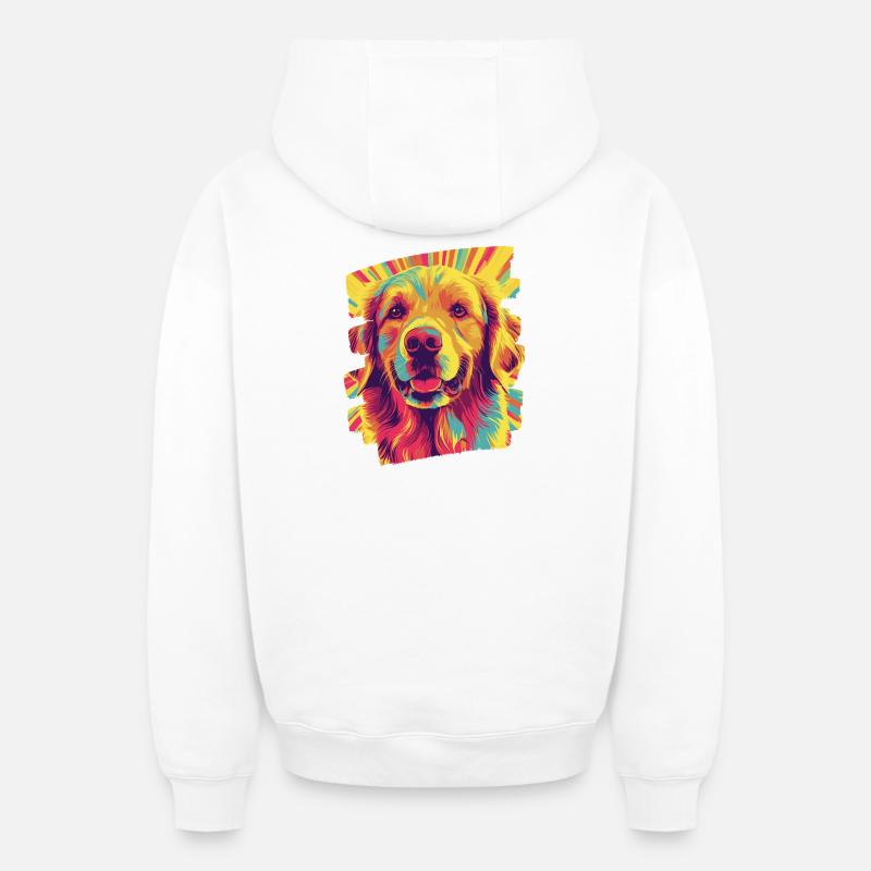 Golden retriever - Sweat à capuche unisexe zippé oversize épais SPREAD - blanc