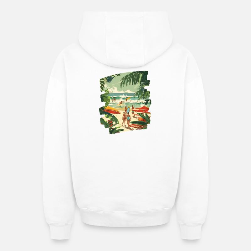 Surfeur - Sweat à capuche unisexe zippé oversize épais SPREAD - blanc