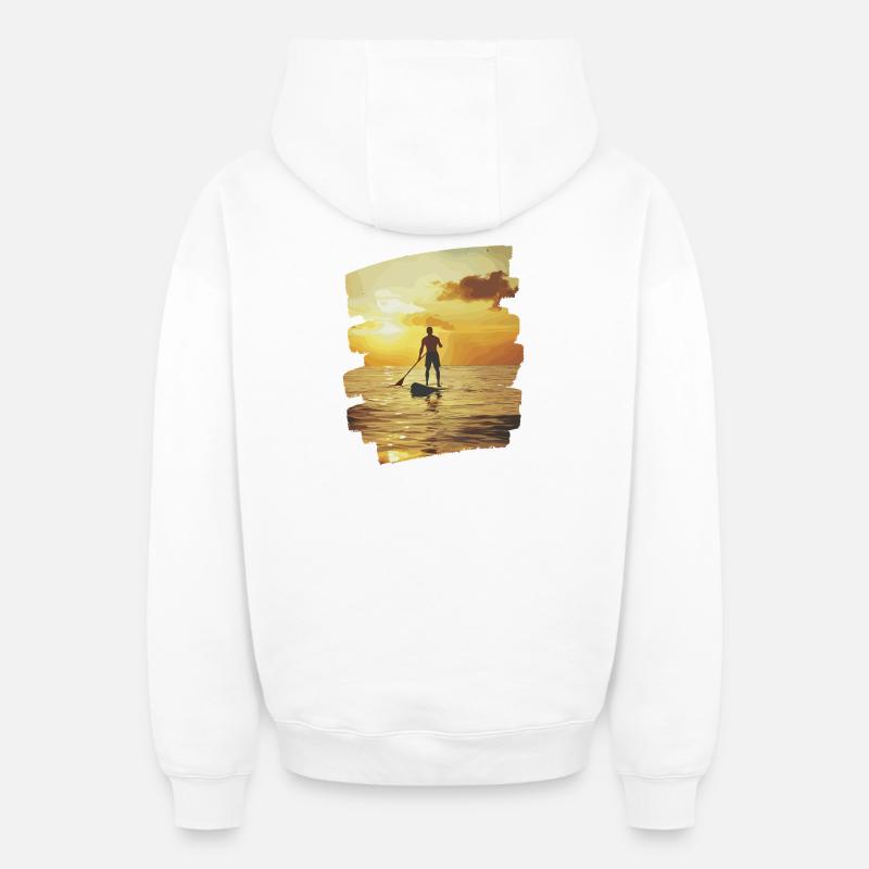 Stand-up paddle SUP - Sweat à capuche unisexe zippé oversize épais SPREAD - blanc