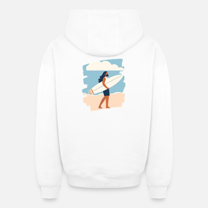 Surfeur - Sweat à capuche unisexe zippé oversize épais SPREAD - blanc