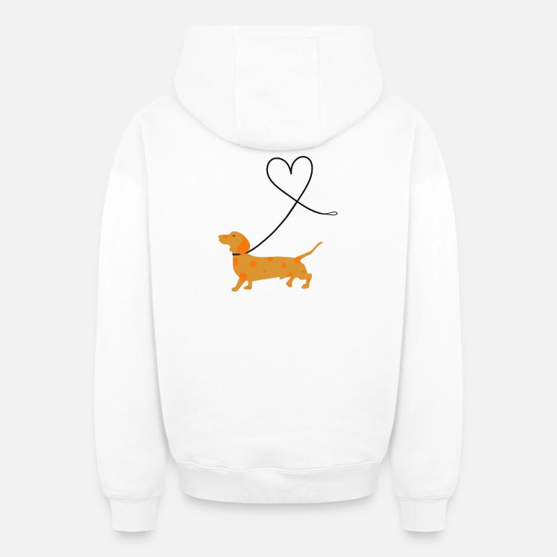 Teckel - Sweat à capuche unisexe zippé oversize épais SPREAD - blanc