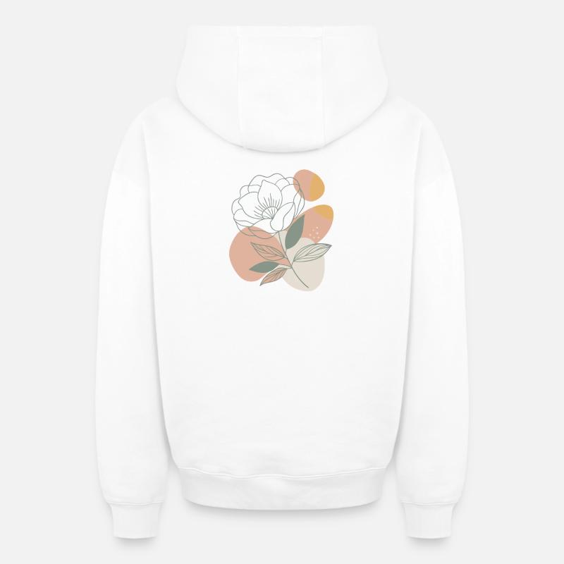 Fleurs - Printemps - Été - Dire - Sweat à capuche unisexe zippé oversize épais SPREAD - blanc