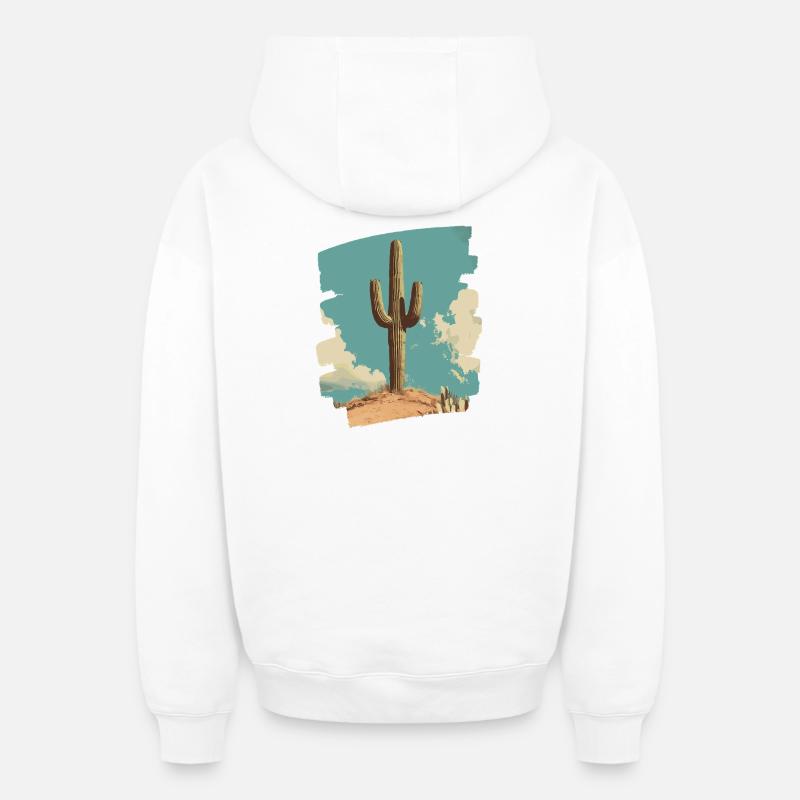 Cactus - Sweat à capuche unisexe zippé oversize épais SPREAD - blanc