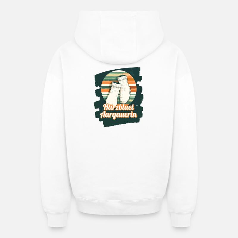 Härzbluetaargauerin Chaussettes Aargauer et blanches - Sweat à capuche unisexe zippé oversize épais SPREAD - blanc