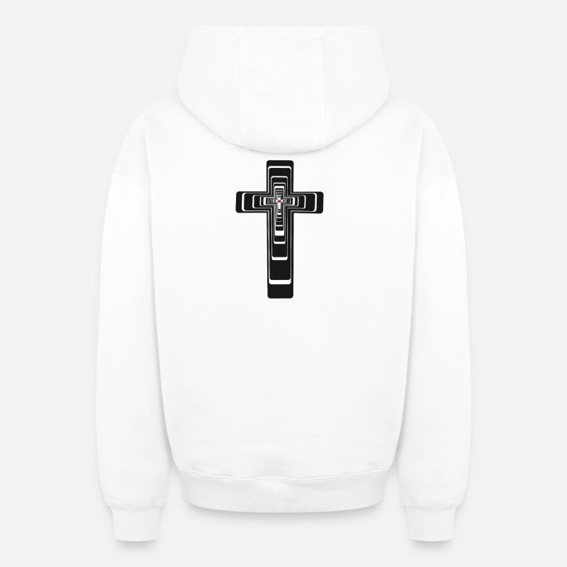 Croix Jésus Dieu Messie - Sweat à capuche unisexe zippé oversize épais SPREAD - blanc