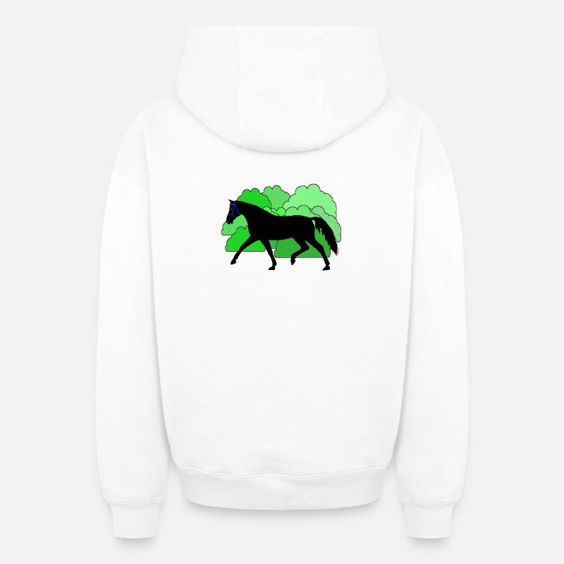 Cheval Cheval Noir - Sweat à capuche unisexe zippé oversize épais SPREAD - blanc