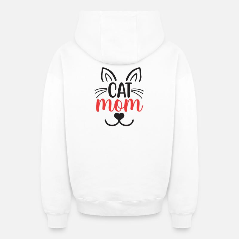Maman chat - Sweat à capuche unisexe zippé oversize épais SPREAD - blanc